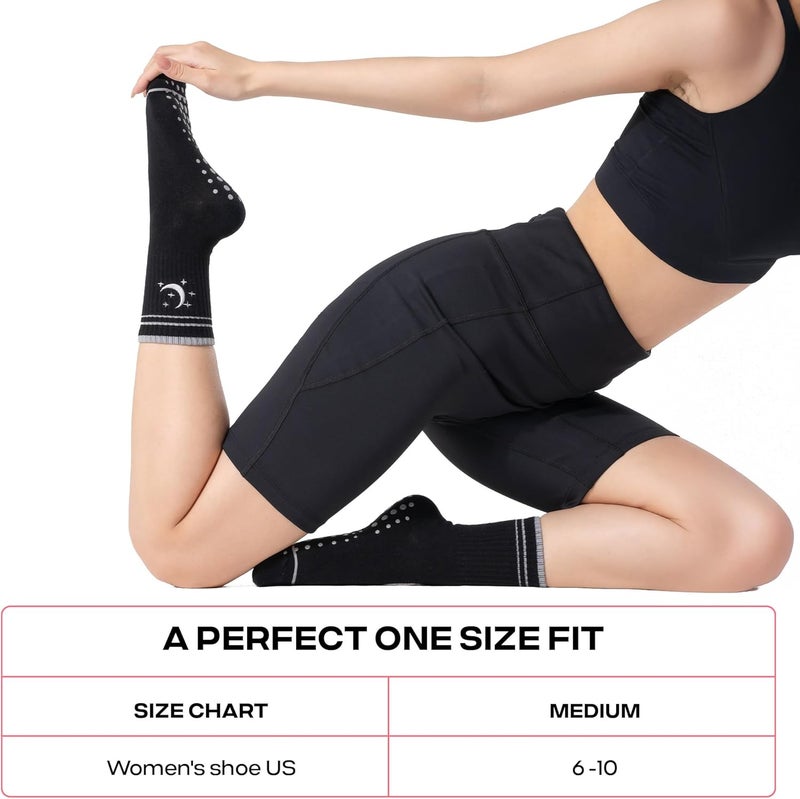 CoolMate Store Pilates Socks with Grips for Women, Yoga Socks, Crew Non Slip Women for Barre, Pilates Gifts - Image 5